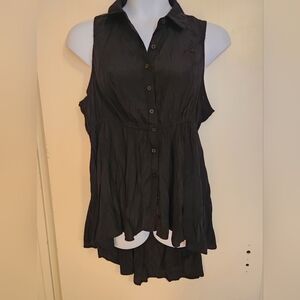 Torrid Black Sleeveless High Low Front Button Blouse Sz14-16 NWT
